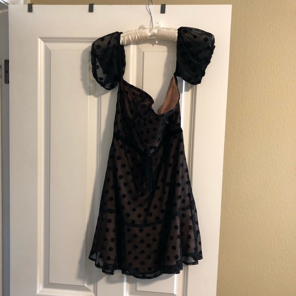 for love and lemons black polka dot dress